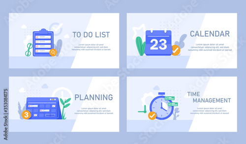 Flat design concept for time management, targeting, work planning and timing,calendar,to do list