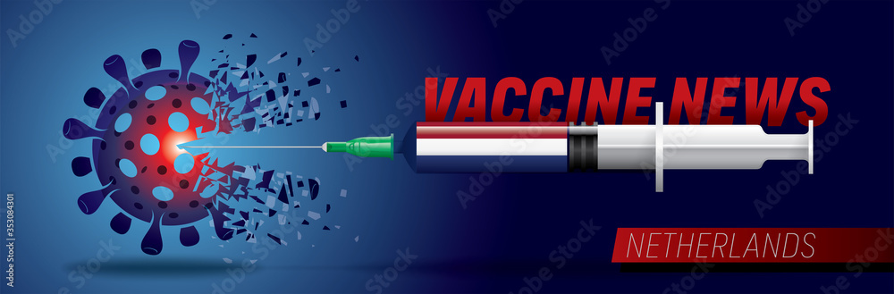 Fototapeta premium 3D corona vaccine. Corona news vector. Country flag concept.