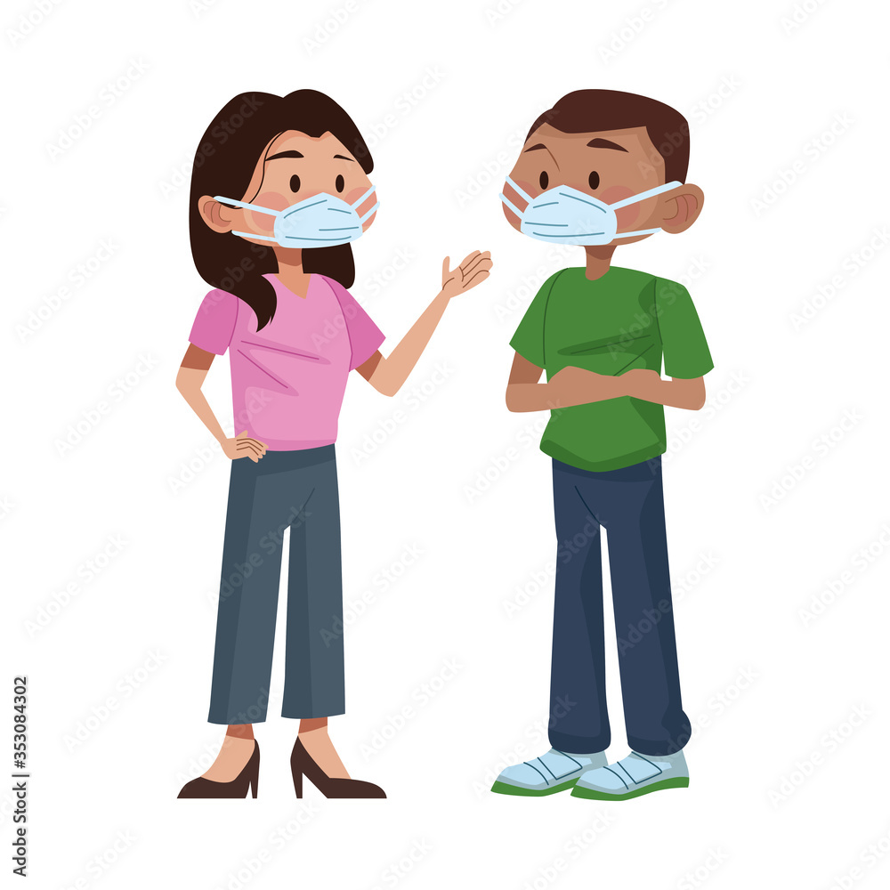 interracial couple using medical masks characters interracial couple using medical masks characters