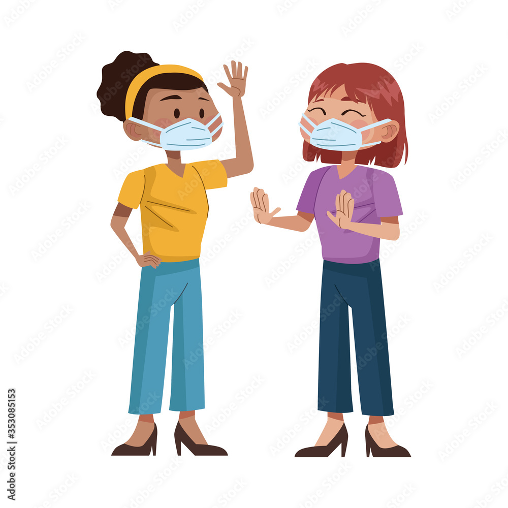young interracial women using medical masks young interracial women using medical masks