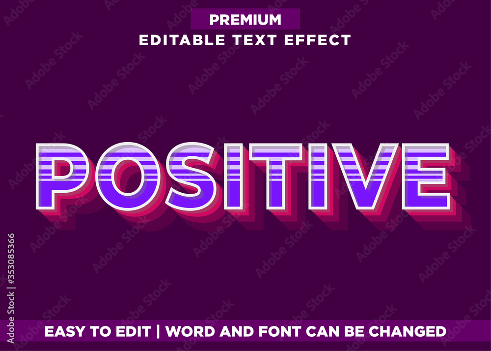 Fototapeta premium Pozytywny styl czcionki efektu tekstowego programu Illustrator 3D