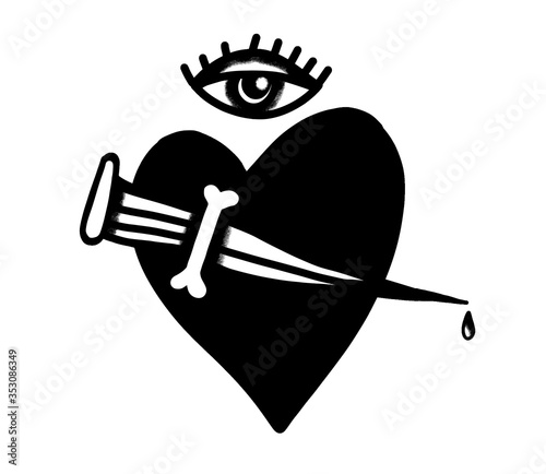 The sword pierced the heart icon. Element of tattoo icon for mobile concept and web apps. Glyph style icon can be used for web and mobile