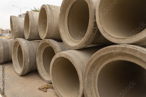 concrete pipes stacked