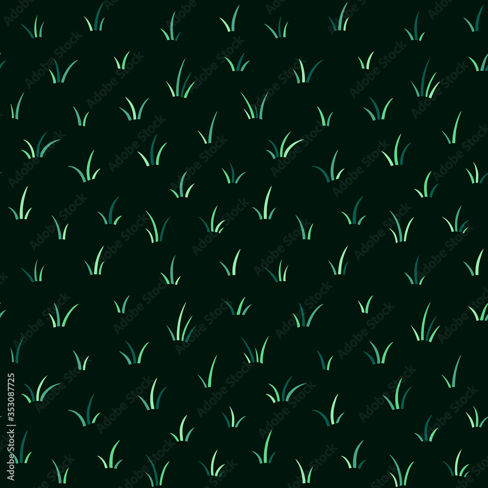 Hand drawn cute tufts of grass seamless repeat vector pattern. Dark green colors. Blades of grass spring texture. Summer meadow, forest lawn, sward vector illustration. Eco, vegan, nature background. Hand drawn cute tufts of grass seamless repeat vector pattern. Dark green colors. Blades of grass spring texture. Summer meadow, forest lawn, sward vector illustration. Eco, vegan, nature background.