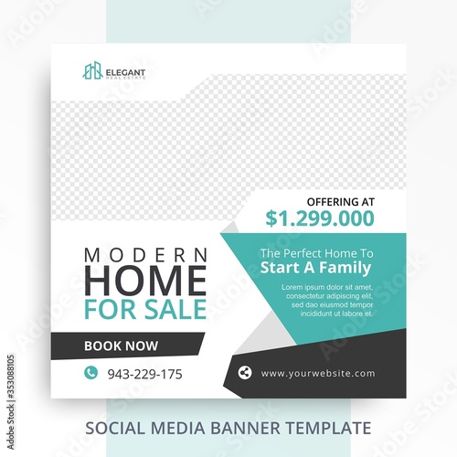 Editable Home House For Sale Real Estate Banner Mockup Template Promotions