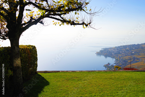 Leman Lake countryside of the Geneva canton, Switzerland, Europe