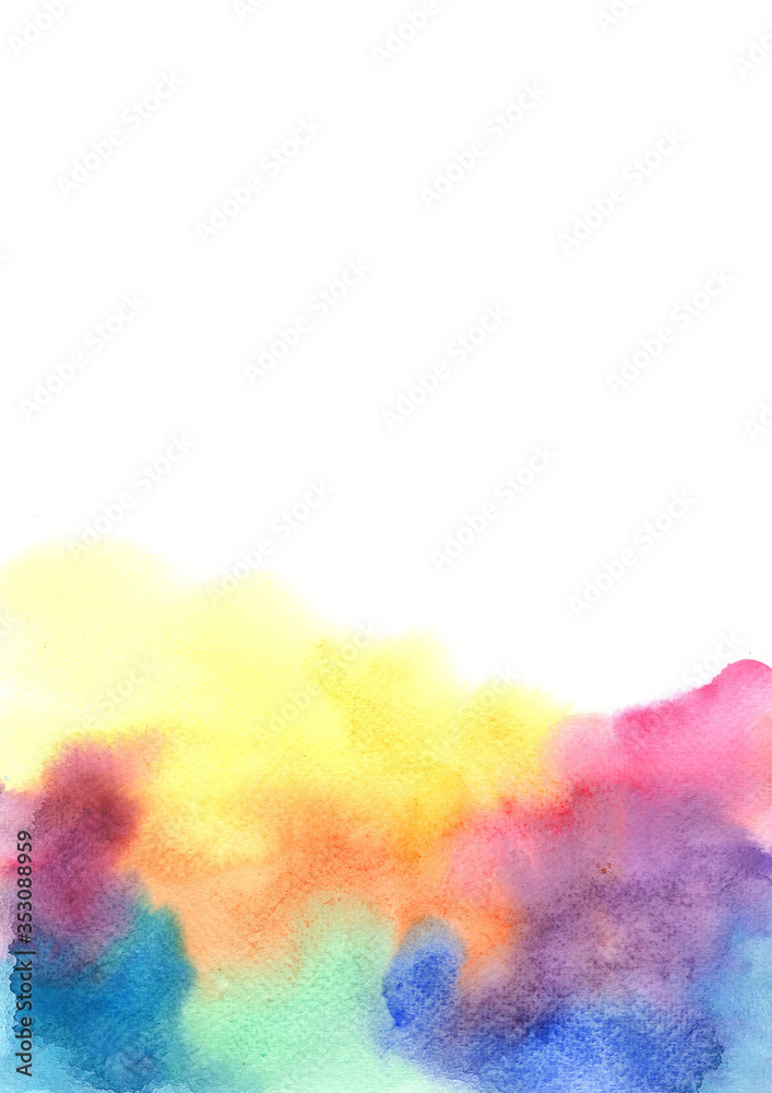 Colorful rainbow watercolor hand painting grunge background for decoration on holi festival.