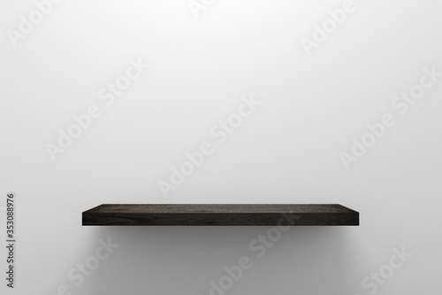 Fototapeta Naklejka Na Ścianę i Meble -  Wooden shelf or product display on white wall background with home decoration concept. Wood shelf and blank space for design. 3D rendering.