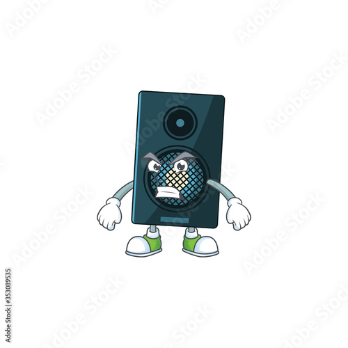 cartoon drawing of sound system showing angry face