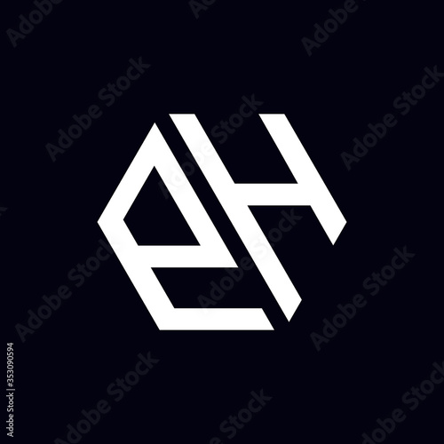Letter EH Hexagon Logo Design Vector 