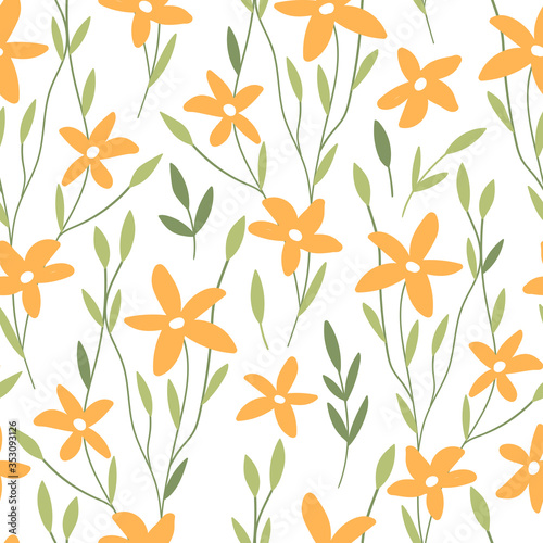 Hand drawn decorative floral seamless pattern for print  textile  wallpaper. Modern spring-summer seasonal background with flowers.