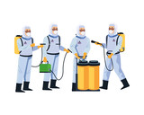 biosafety workers with sprayer portable and tanks