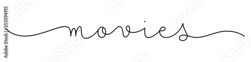 MOVIES black vector monoline calligraphy banner with swashes