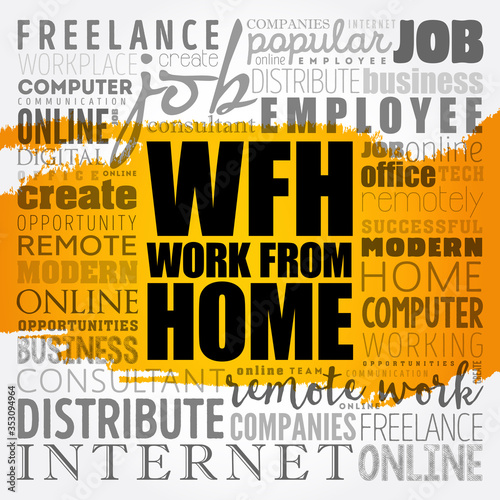 WFH - Work From Home word cloud, business concept background
