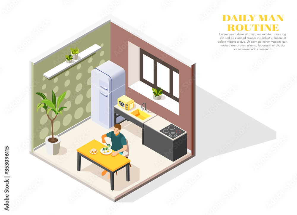 Daily Routine Isometric Composition