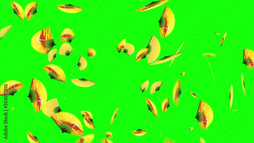 gold Japanese folding fan particle loop animation gold Japanese folding fan particle loop animation