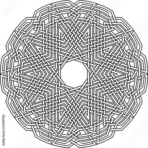Decagram vector pattern with decagon mandala background geometry