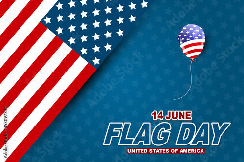 Flag Day USA. United States of America national Old Glory, The Stars and Stripes. 14 June American holiday. Vector illustration.