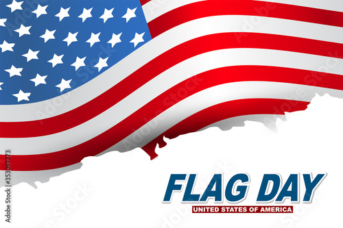 Flag Day USA. United States of America national Old Glory, The Stars and Stripes. 14 June American holiday. Vector illustration.