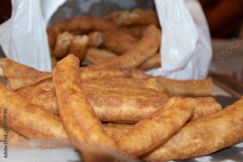 Churros o porras calentitos,típico en España photo