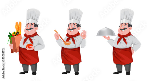 Handsome chef cartoon character. Cheerful cook