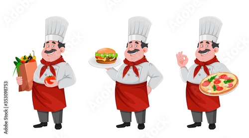 Handsome chef cartoon character. Cheerful cook