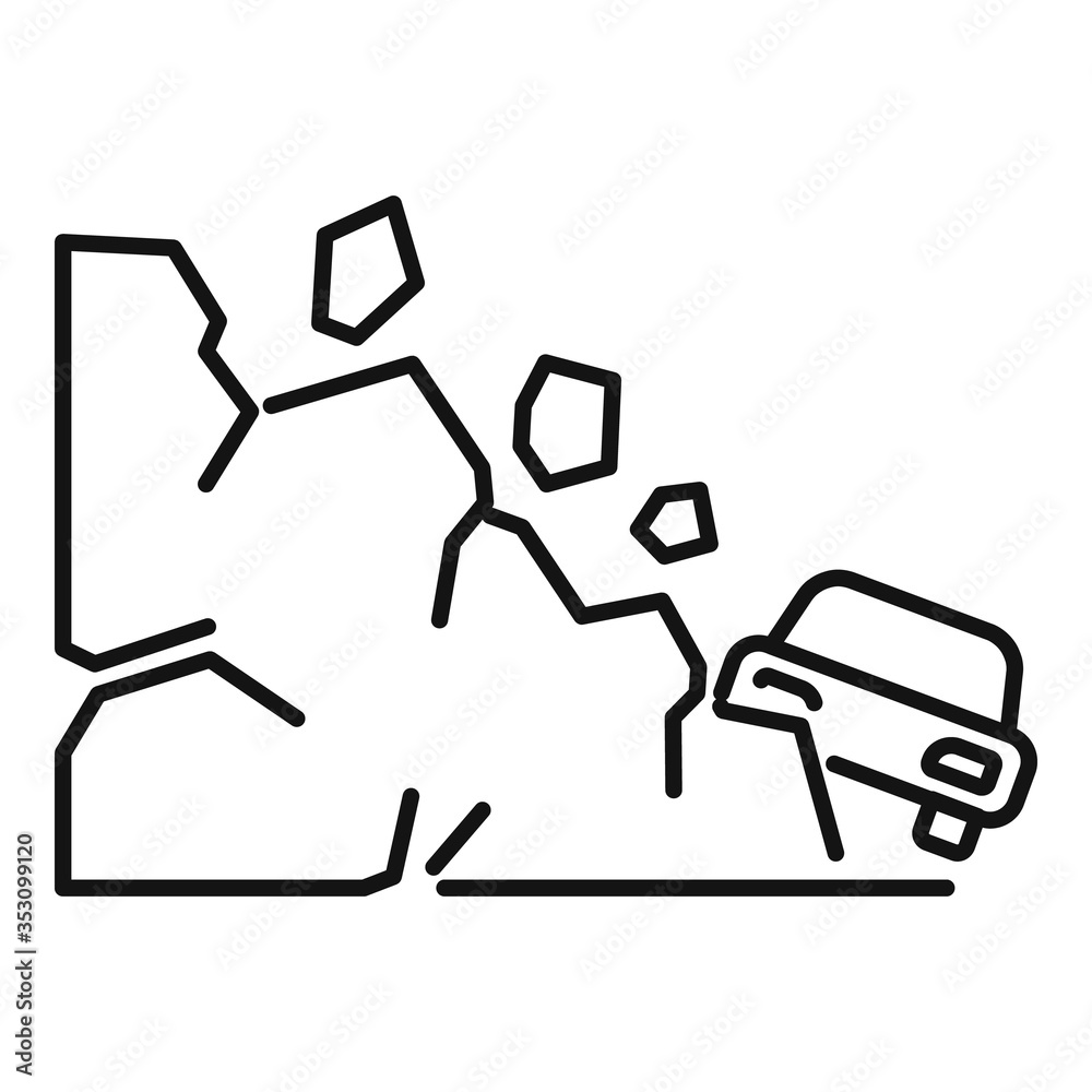 Down landslide icon. Outline down landslide vector icon for web design isolated on white background Down landslide icon. Outline down landslide vector icon for web design isolated on white background