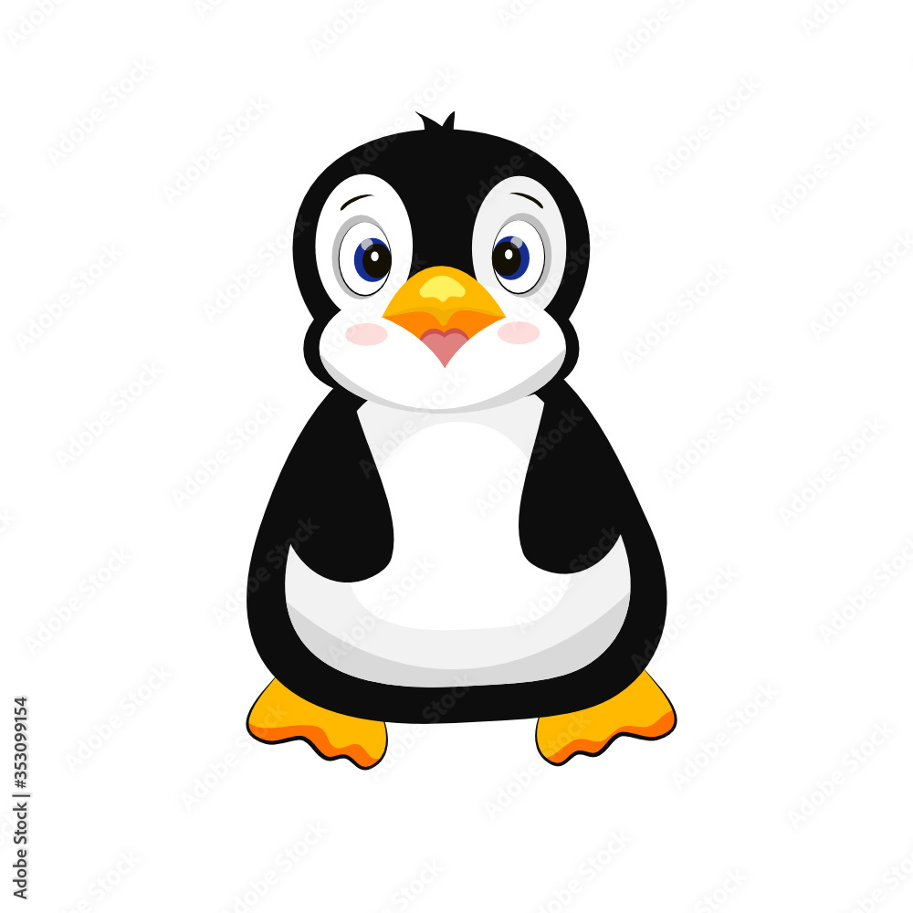 Fototapeta premium Cute plump black penguin vector.