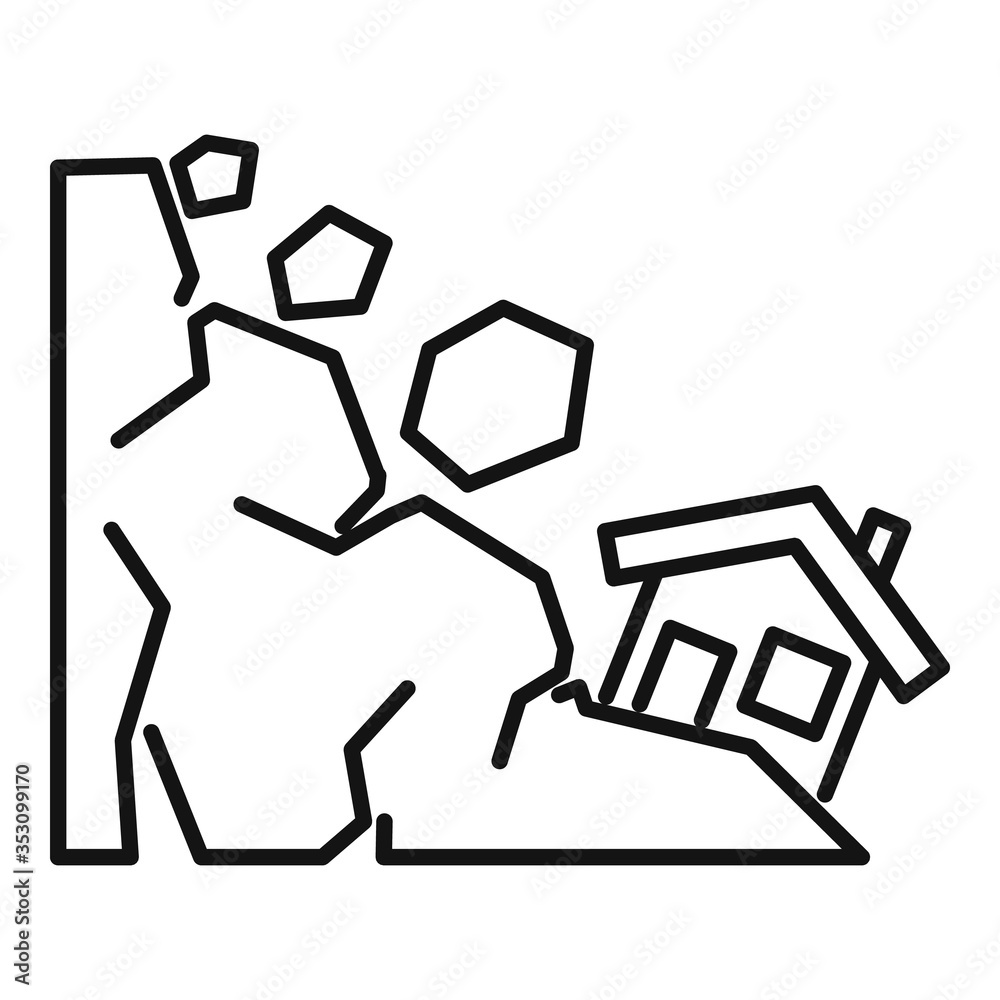 Hill landslide icon. Outline hill landslide vector icon for web design isolated on white background Hill landslide icon. Outline hill landslide vector icon for web design isolated on white background