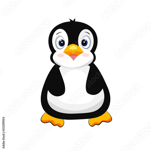 Cute plump black penguin vector.