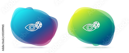 Set line Reddish eye due to virus, bacterial or allergic conjunctivitis icon isolated on white background. Abstract banner with liquid shapes. Vector Illustration