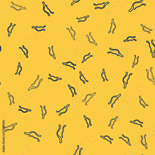 Blue line Ebola virus disease icon isolated seamless pattern on yellow background. Vector Illustration