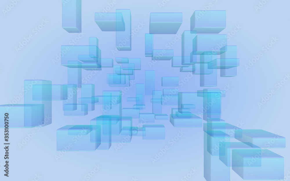 Blue and purple abstract digital and technology background. The pattern with repeating rectangles. 3D illustration Blue and purple abstract digital and technology background. The pattern with repeating rectangles. 3D illustration