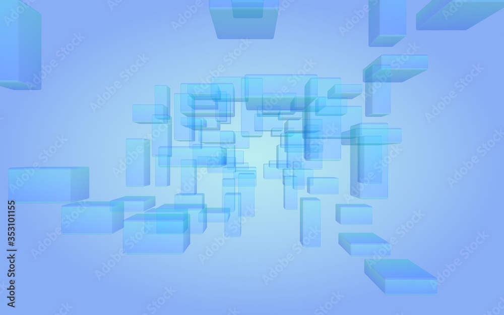 Blue and purple abstract digital and technology background. The pattern with repeating rectangles. 3D illustration Blue and purple abstract digital and technology background. The pattern with repeating rectangles. 3D illustration
