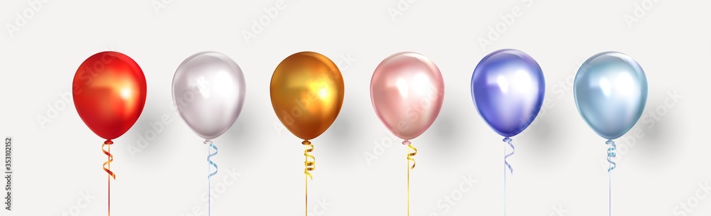Set of helium isolated balloons of different colors. Vector illustration Set of helium isolated balloons of different colors. Vector illustration