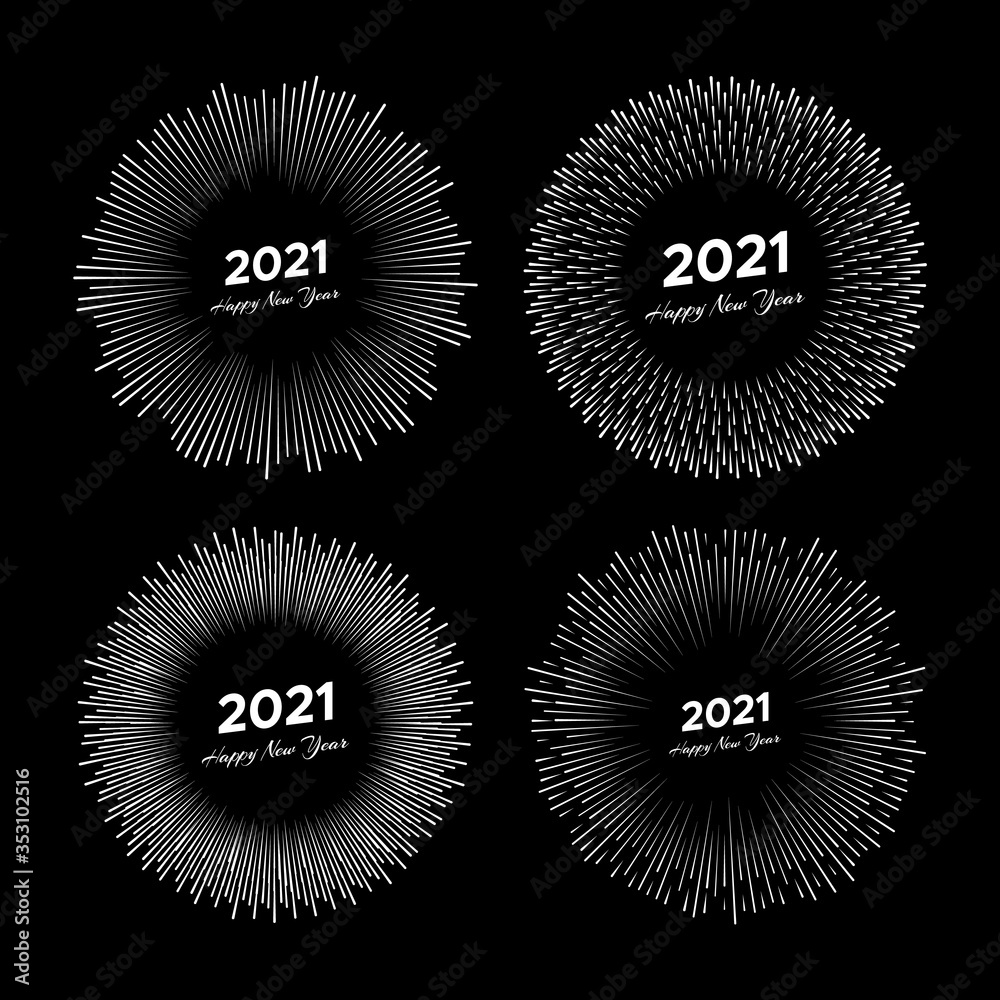 Fototapeta premium Firework with inscription 2021 and Happy New Year