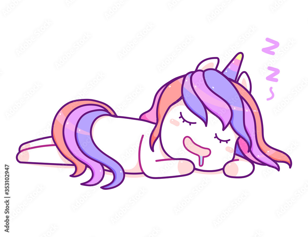 Kawaii cute unicorn sleeping, happy cartoon vector Kawaii cute unicorn sleeping, happy cartoon vector