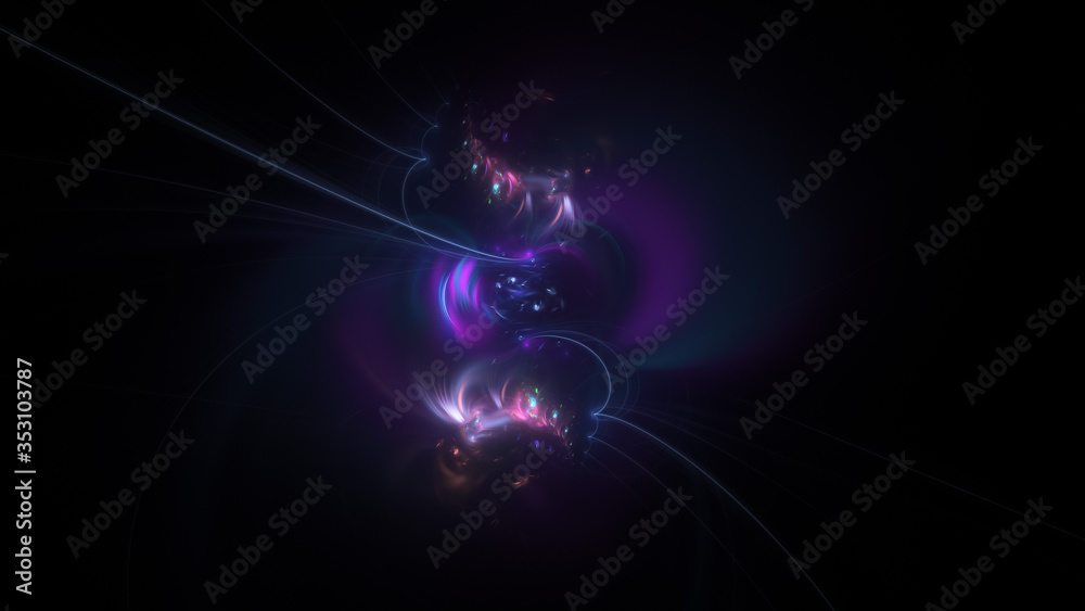 Abstract colorful violet and pink glowing shapes. Fantasy light background. Digital fractal art. 3d rendering. Abstract colorful violet and pink glowing shapes. Fantasy light background. Digital fractal art. 3d rendering.