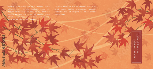 Oriental Japanese style abstract pattern background design Autumn plant red maple leaf branch