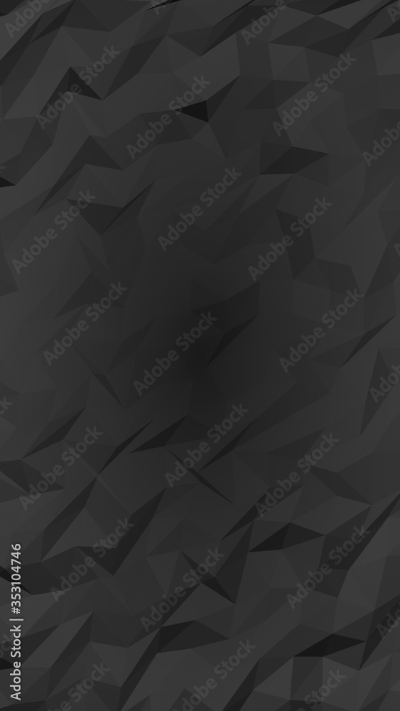 Black abstract background. Lowpoly backdrop. Gloomy crumpled paper. Vertical orientation. 3D illustration Black abstract background. Lowpoly backdrop. Gloomy crumpled paper. Vertical orientation. 3D illustration