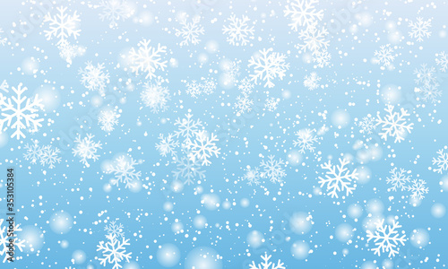 Snow background. Winter snowfall. Vector.
