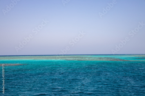 Multicolored corrals. Corral reefs over water in Jaz 'ir Jift n, egypt