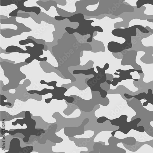 Camouflage seamless pattern grey print on fabric.Modern vector background