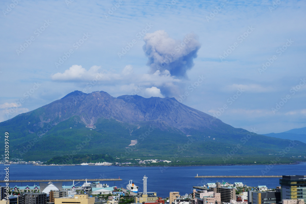 城山公園から見た桜島の大噴火