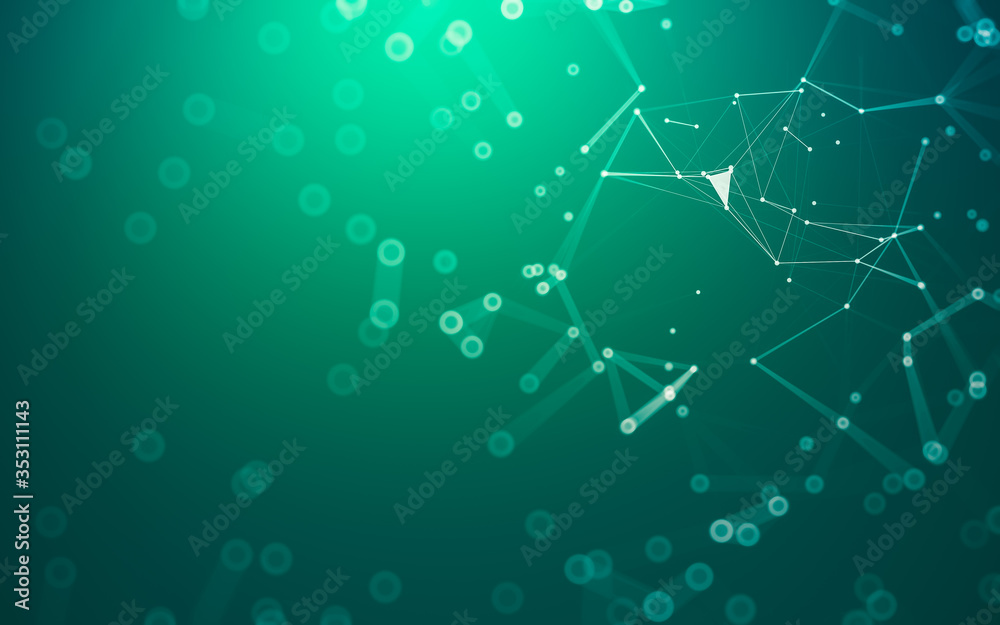 Abstract background. Molecules technology with polygonal shapes, connecting dots and lines. Connection structure. Big data visualization. Abstract background. Molecules technology with polygonal shapes, connecting dots and lines. Connection structure. Big data visualization.