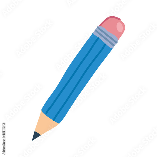 pencil with eraser on white background vector illustration design
