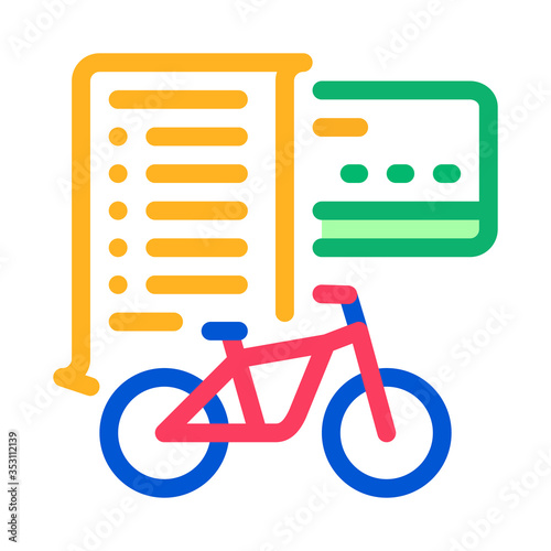 card payment bicycle services icon vector. card payment bicycle services sign. color symbol illustration