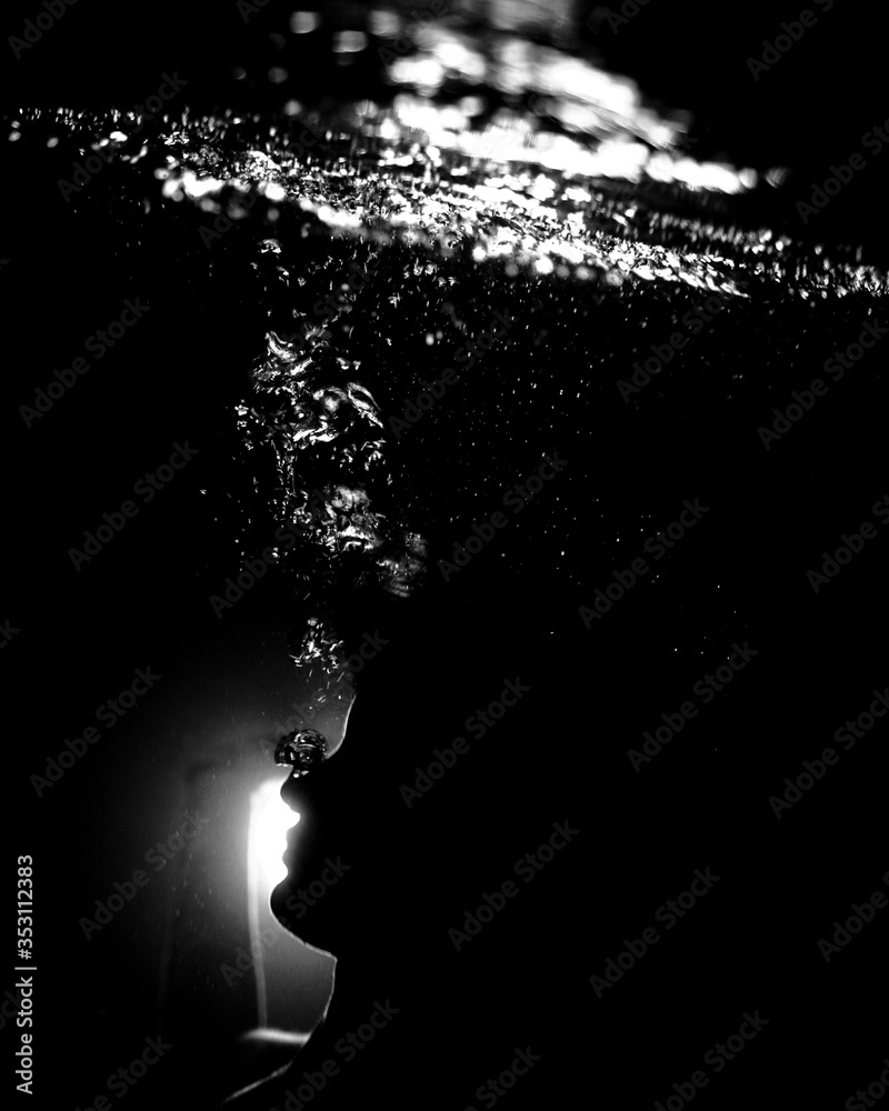 closeup view of beautiful woman in pool water