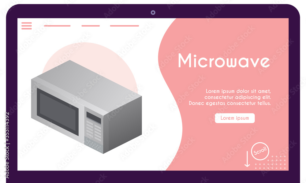 Naklejka premium Vector banner of microwave in isometric view
