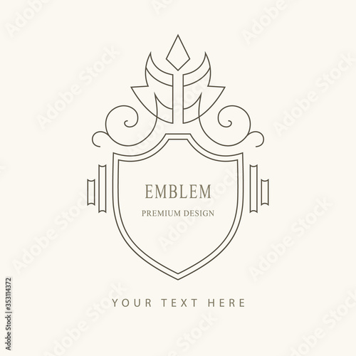 Elegant Ornament. Graceful Emblem. Creative Logo in Linear Style. Drawn Luxury Monogram for Book Design, Invitation, Brand Name, Jewellery, Restaurant, Boutique, Hotel. Vector illustration